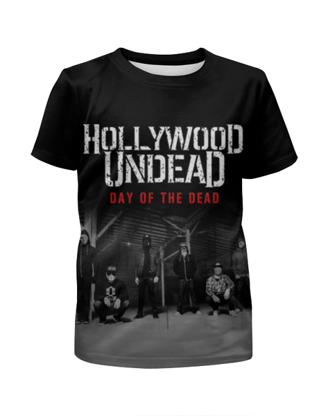 Заказать детскую футболку в Москве. Футболка с полной запечаткой для девочек Hollywood Undead - Day Of The Dead от inPrintio - готовые дизайны и нанесение принтов.