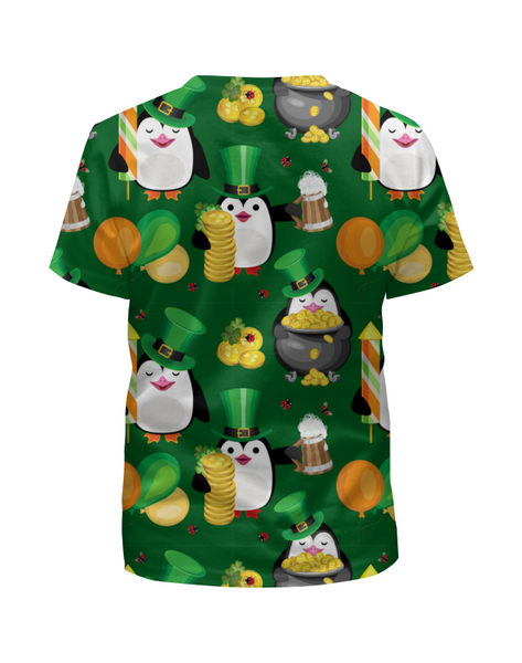 Заказать детскую футболку в Москве. Футболка с полной запечаткой для девочек Веселые пингвины от IrinkaArt  - готовые дизайны и нанесение принтов.