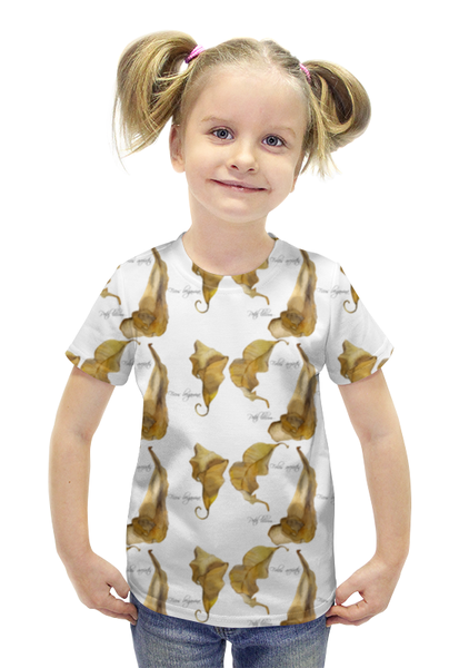 Заказать детскую футболку в Москве. Футболка с полной запечаткой для девочек листья  от okonit - готовые дизайны и нанесение принтов.