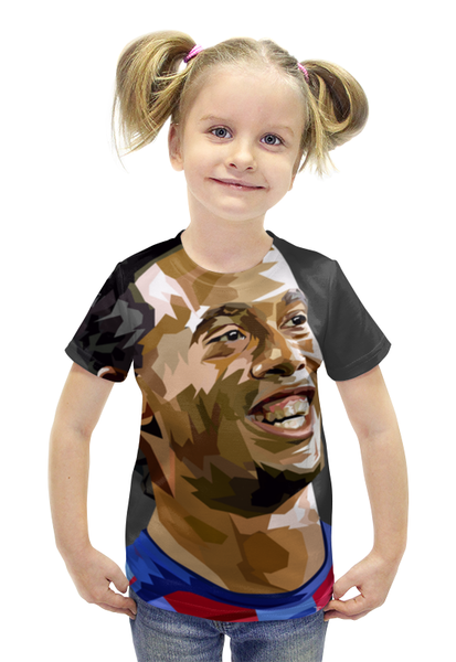 Заказать детскую футболку в Москве. Футболка с полной запечаткой для девочек Роналдиньо от thegallery - готовые дизайны и нанесение принтов.