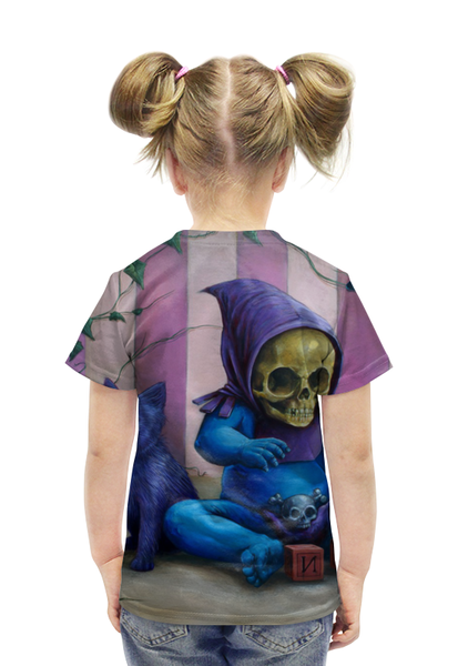 Заказать детскую футболку в Москве. Футболка с полной запечаткой для девочек Art Horror от Leichenwagen - готовые дизайны и нанесение принтов.