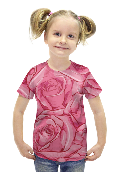 Заказать детскую футболку в Москве. Футболка с полной запечаткой для девочек Цветы от THE_NISE  - готовые дизайны и нанесение принтов.