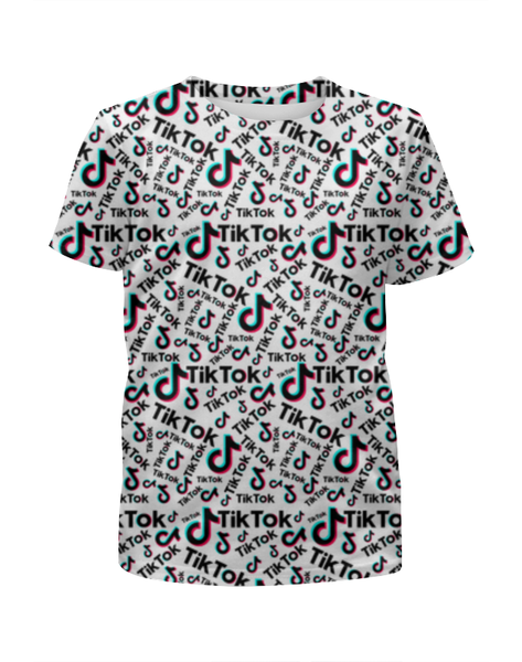 Заказать детскую футболку в Москве. Футболка с полной запечаткой для девочек TikTok  от DESIGNER   - готовые дизайны и нанесение принтов.