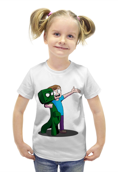 Заказать детскую футболку в Москве. Футболка с полной запечаткой для девочек Майнкрафт Minecraft от MariYang  - готовые дизайны и нанесение принтов.
