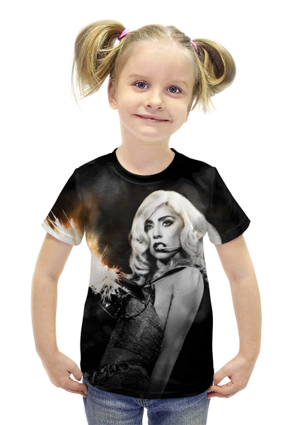 Заказать детскую футболку в Москве. Футболка с полной запечаткой для девочек Lady Gaga от Broadway music - готовые дизайны и нанесение принтов.