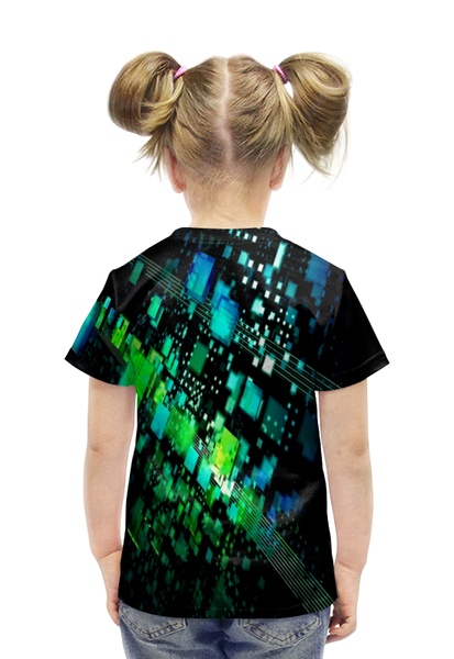 Заказать детскую футболку в Москве. Футболка с полной запечаткой для девочек Куб цветной от THE_NISE  - готовые дизайны и нанесение принтов.