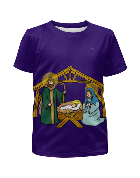 Заказать детскую футболку в Москве. Футболка с полной запечаткой для девочек Рождество Христово от god - готовые дизайны и нанесение принтов.