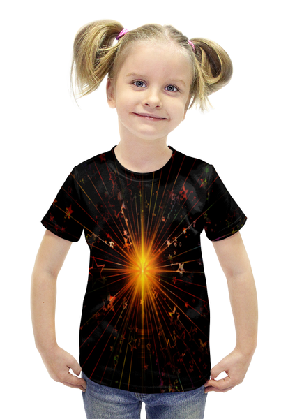 Заказать детскую футболку в Москве. Футболка с полной запечаткой для девочек Блеск звезд от THE_NISE  - готовые дизайны и нанесение принтов.