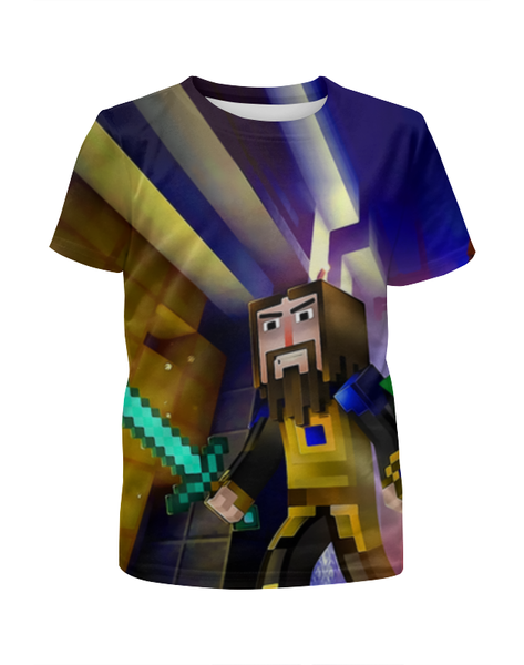 Заказать детскую футболку в Москве. Футболка с полной запечаткой для девочек Minecraft  от T-shirt print  - готовые дизайны и нанесение принтов.