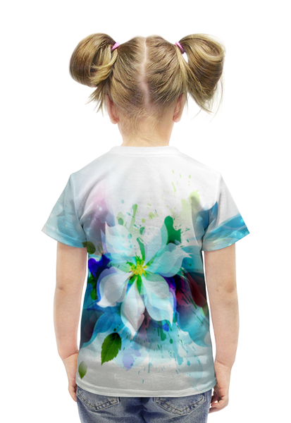 Заказать детскую футболку в Москве. Футболка с полной запечаткой для девочек Цветы от Violet - готовые дизайны и нанесение принтов.