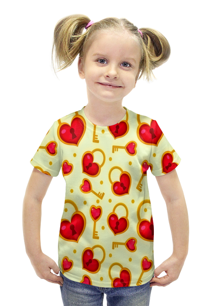 Заказать детскую футболку в Москве. Футболка с полной запечаткой для девочек Ключ от сердца от THE_NISE  - готовые дизайны и нанесение принтов.
