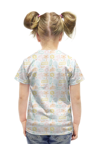 Заказать детскую футболку в Москве. Футболка с полной запечаткой для девочек На Отдых! от BeliySlon - готовые дизайны и нанесение принтов.
