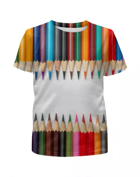Заказать детскую футболку в Москве. Футболка с полной запечаткой для девочек Цветные карандаши от b81b@yandex.ru - готовые дизайны и нанесение принтов.