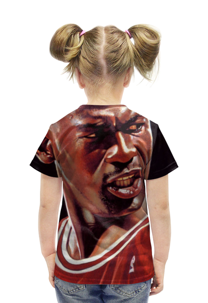 Заказать детскую футболку в Москве. Футболка с полной запечаткой для девочек Майкл Джордан (Michael Jordan) от fanart - готовые дизайны и нанесение принтов.