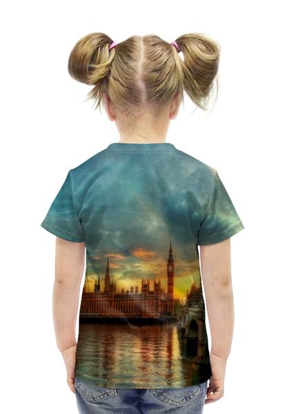 Заказать детскую футболку в Москве. Футболка с полной запечаткой для девочек Лондон от THE_NISE  - готовые дизайны и нанесение принтов.