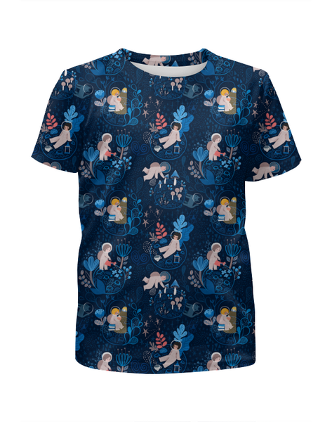 Заказать детскую футболку в Москве. Футболка с полной запечаткой для девочек Девочки астронавты на луне от mishacatstore@yandex.ru - готовые дизайны и нанесение принтов.
