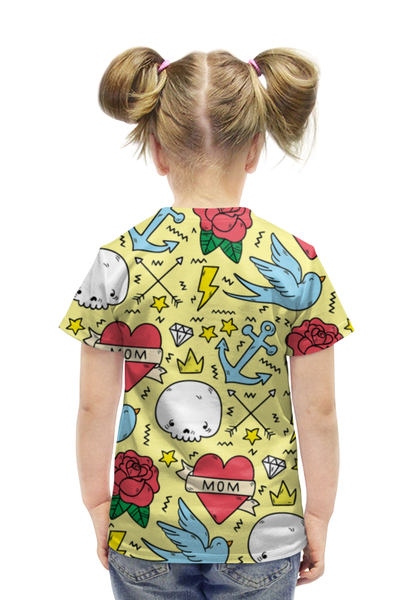 Заказать детскую футболку в Москве. Футболка с полной запечаткой для девочек Морская тема от T-shirt print  - готовые дизайны и нанесение принтов.