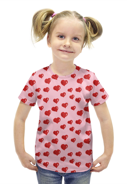 Заказать детскую футболку в Москве. Футболка с полной запечаткой для девочек День святого Валентина от valezar - готовые дизайны и нанесение принтов.
