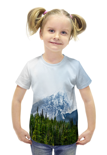 Заказать детскую футболку в Москве. Футболка с полной запечаткой для девочек Ледяная гора от THE_NISE  - готовые дизайны и нанесение принтов.