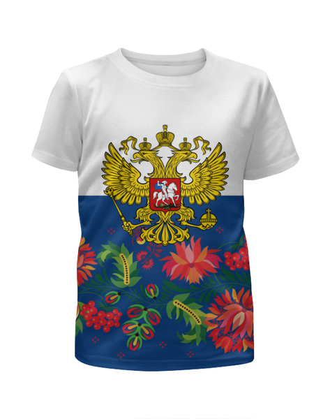 Заказать детскую футболку в Москве. Футболка с полной запечаткой для девочек Хохлома от THE_NISE  - готовые дизайны и нанесение принтов.
