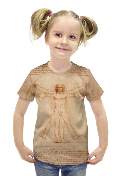 Заказать детскую футболку в Москве. Футболка с полной запечаткой для девочек Леонардо да Винчи от aleks_say - готовые дизайны и нанесение принтов.