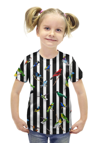 Заказать детскую футболку в Москве. Футболка с полной запечаткой для девочек птицы от THE_NISE  - готовые дизайны и нанесение принтов.