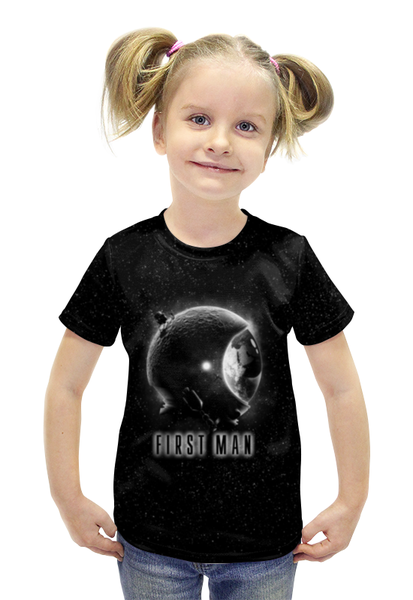 Заказать детскую футболку в Москве. Футболка с полной запечаткой для девочек Первый человек от ISliM - готовые дизайны и нанесение принтов.