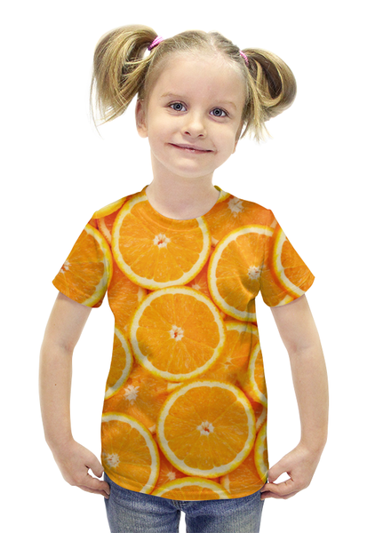 Заказать детскую футболку в Москве. Футболка с полной запечаткой для девочек ORANGE от CoolDesign - готовые дизайны и нанесение принтов.
