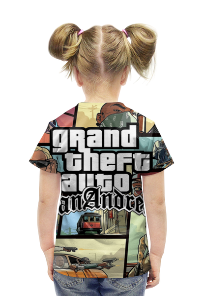 Заказать детскую футболку в Москве. Футболка с полной запечаткой для девочек Grand Theft Auto San Andreas от Nalivaev - готовые дизайны и нанесение принтов.