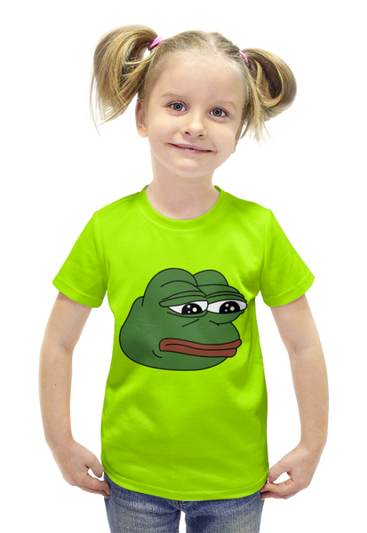 Заказать детскую футболку в Москве. Футболка с полной запечаткой для девочек Грустная лягушка от Jimmy Flash - готовые дизайны и нанесение принтов.