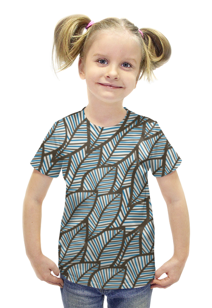 Заказать детскую футболку в Москве. Футболка с полной запечаткой для девочек Перья от megashmot - готовые дизайны и нанесение принтов.