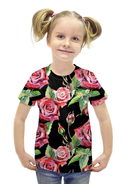 Заказать детскую футболку в Москве. Футболка с полной запечаткой для девочек букет роз от THE_NISE  - готовые дизайны и нанесение принтов.