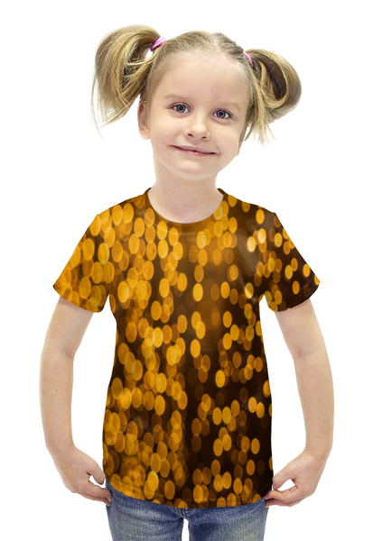 Заказать детскую футболку в Москве. Футболка с полной запечаткой для девочек Золотой от THE_NISE  - готовые дизайны и нанесение принтов.