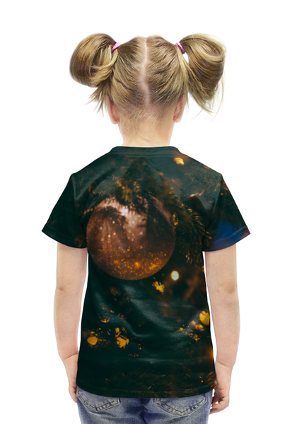 Заказать детскую футболку в Москве. Футболка с полной запечаткой для девочек С новым годом от FireFoxa - готовые дизайны и нанесение принтов.