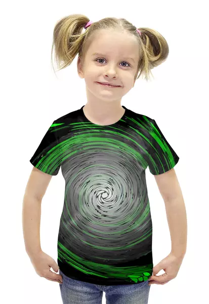 Заказать детскую футболку в Москве. Футболка с полной запечаткой для девочек Спиральная галактика от Alexey Evsyunin - готовые дизайны и нанесение принтов.