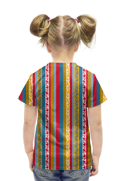 Заказать детскую футболку в Москве. Футболка с полной запечаткой для девочек FUSION STRIPS от ELENA ZHARINOVA - готовые дизайны и нанесение принтов.