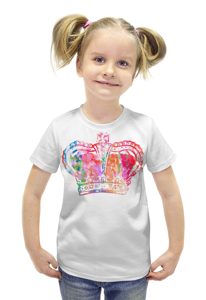 Заказать детскую футболку в Москве. Футболка с полной запечаткой для девочек Корона от anomalica - готовые дизайны и нанесение принтов.
