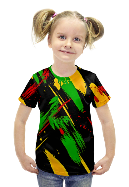 Заказать детскую футболку в Москве. Футболка с полной запечаткой для девочек Красочные пятна от THE_NISE  - готовые дизайны и нанесение принтов.
