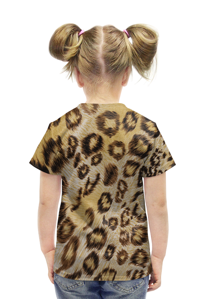 Заказать детскую футболку в Москве. Футболка с полной запечаткой для девочек леопард от THE_NISE  - готовые дизайны и нанесение принтов.