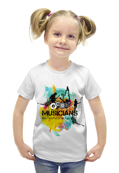 Заказать детскую футболку в Москве. Футболка с полной запечаткой для девочек MUSICIANS от FeFe-Design - готовые дизайны и нанесение принтов.