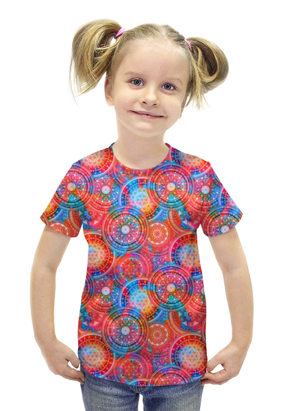 Заказать детскую футболку в Москве. Футболка с полной запечаткой для девочек Бохо шик паттерн  от eszadesign - готовые дизайны и нанесение принтов.