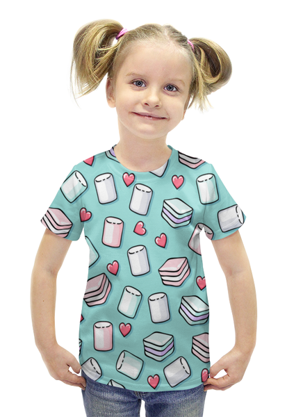 Заказать детскую футболку в Москве. Футболка с полной запечаткой для девочек Воздушный зефир от THE_NISE  - готовые дизайны и нанесение принтов.