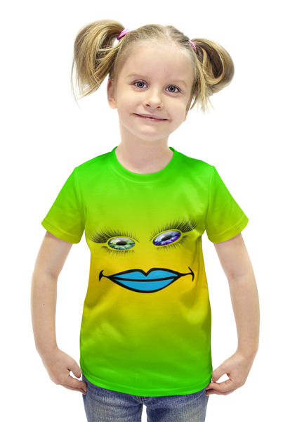Заказать детскую футболку в Москве. Футболка с полной запечаткой для девочек Разноцветные глаза от Romario  - готовые дизайны и нанесение принтов.