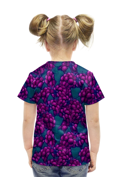 Заказать детскую футболку в Москве. Футболка с полной запечаткой для девочек виноград от THE_NISE  - готовые дизайны и нанесение принтов.