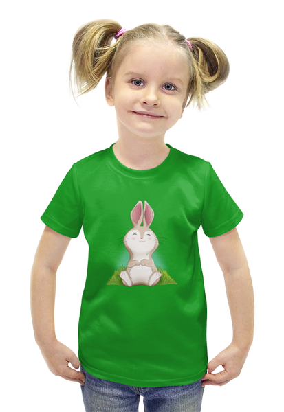 Заказать детскую футболку в Москве. Футболка с полной запечаткой для девочек Зайчик от THE_NISE  - готовые дизайны и нанесение принтов.