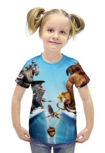 Заказать детскую футболку в Москве. Футболка с полной запечаткой для девочек Ледниковый период от skynatural - готовые дизайны и нанесение принтов.