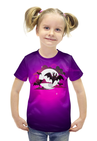 Заказать детскую футболку в Москве. Футболка с полной запечаткой для девочек Happy Halloween от balden - готовые дизайны и нанесение принтов.