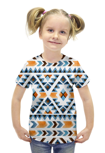 Заказать детскую футболку в Москве. Футболка с полной запечаткой для девочек GEOMETRIC от CoolDesign - готовые дизайны и нанесение принтов.
