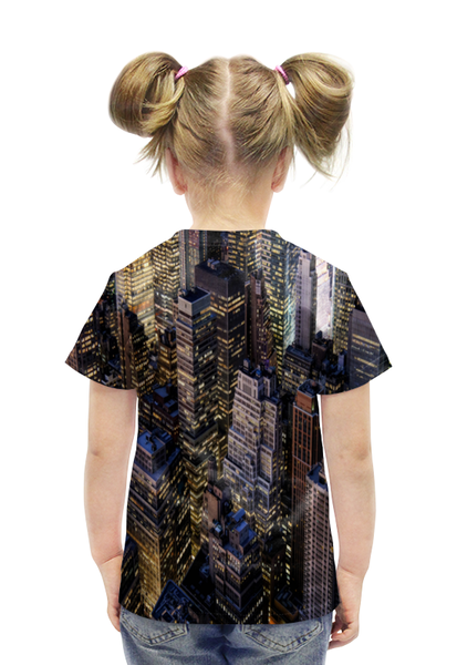 Заказать детскую футболку в Москве. Футболка с полной запечаткой для девочек Здания города от THE_NISE  - готовые дизайны и нанесение принтов.