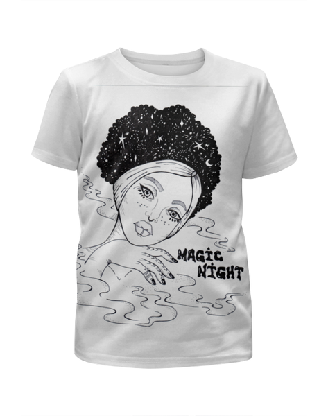 Заказать детскую футболку в Москве. Футболка с полной запечаткой для девочек Magic night / Волшебной ночи от Hartles - готовые дизайны и нанесение принтов.